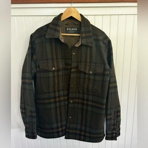 FILSON GREEN PLAID LINED MACKINAW WOOL JAC-SHIRT - L